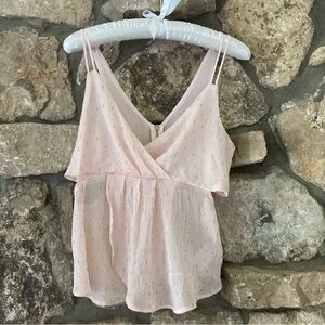 Express Pink Ruffled Wrap Camisole
